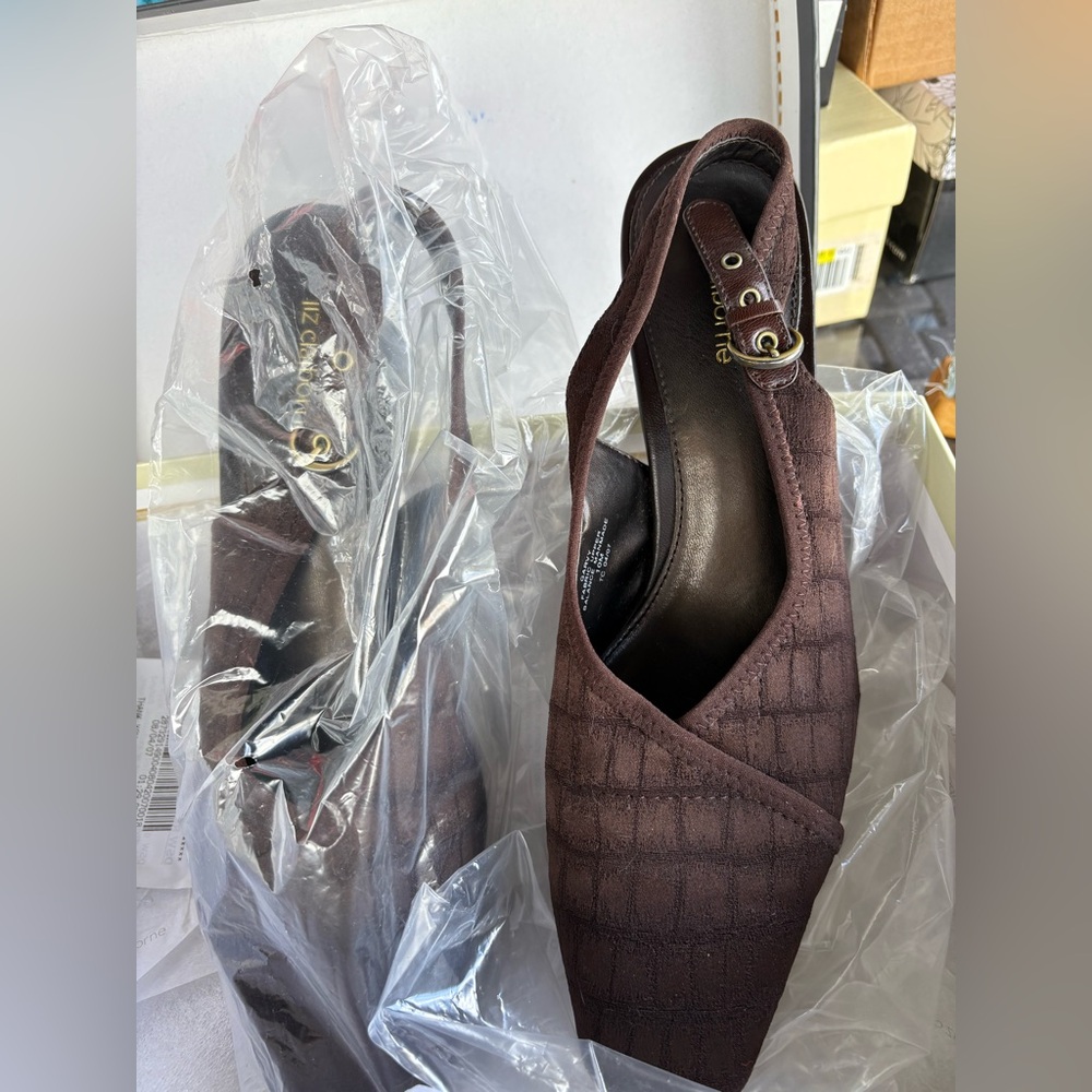 Liz Claiborne Elegant Brown Slingback Heels